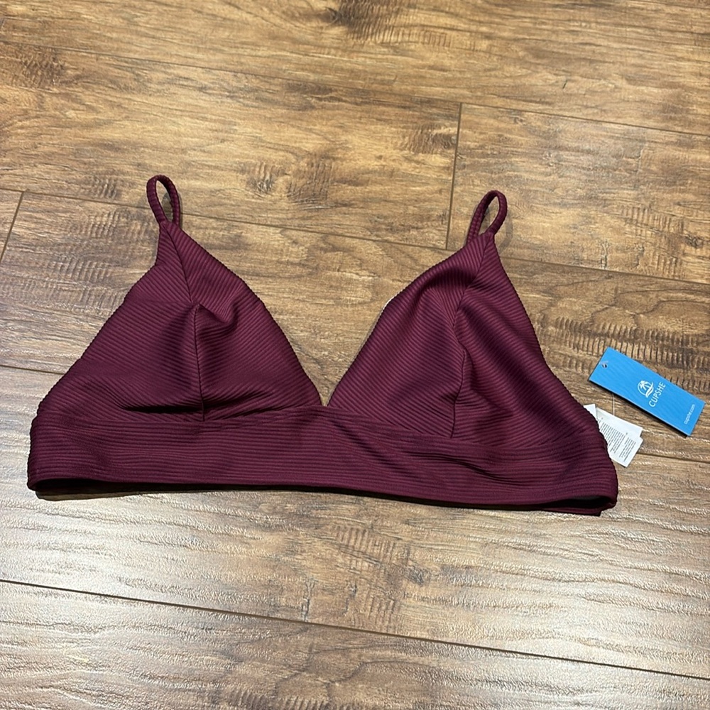 Cupshe maroon bikini top raised stripe pattern